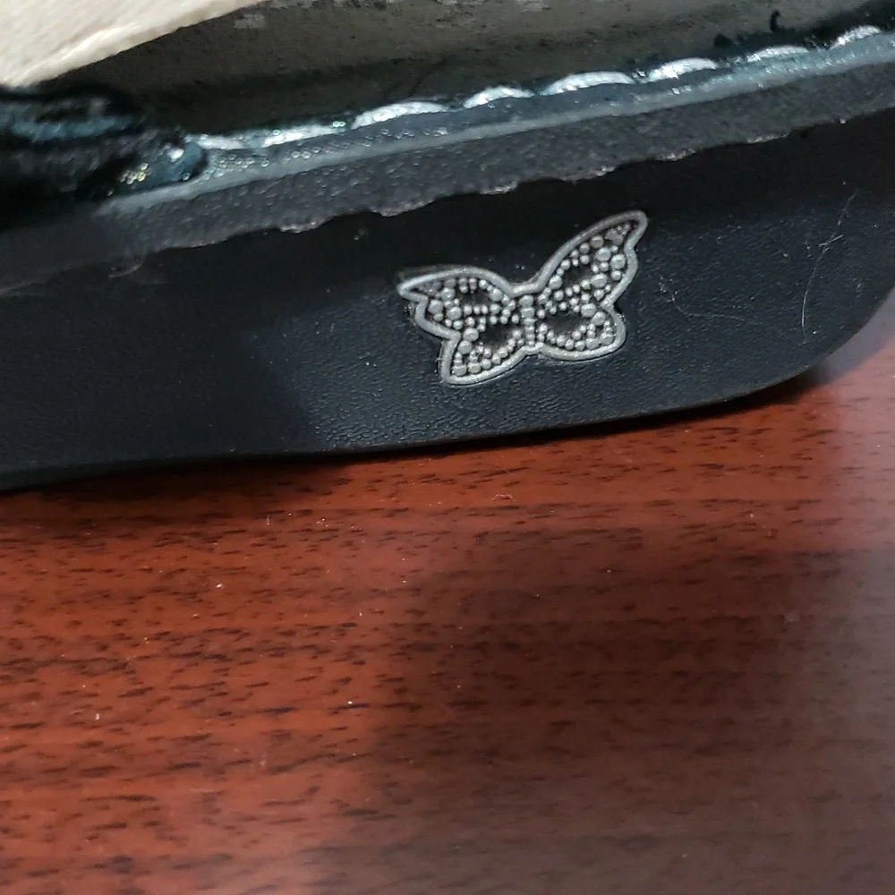 ALEGRIA CARINA Iridescent Rhinestone Wedge Black‎ Thong Sandals
